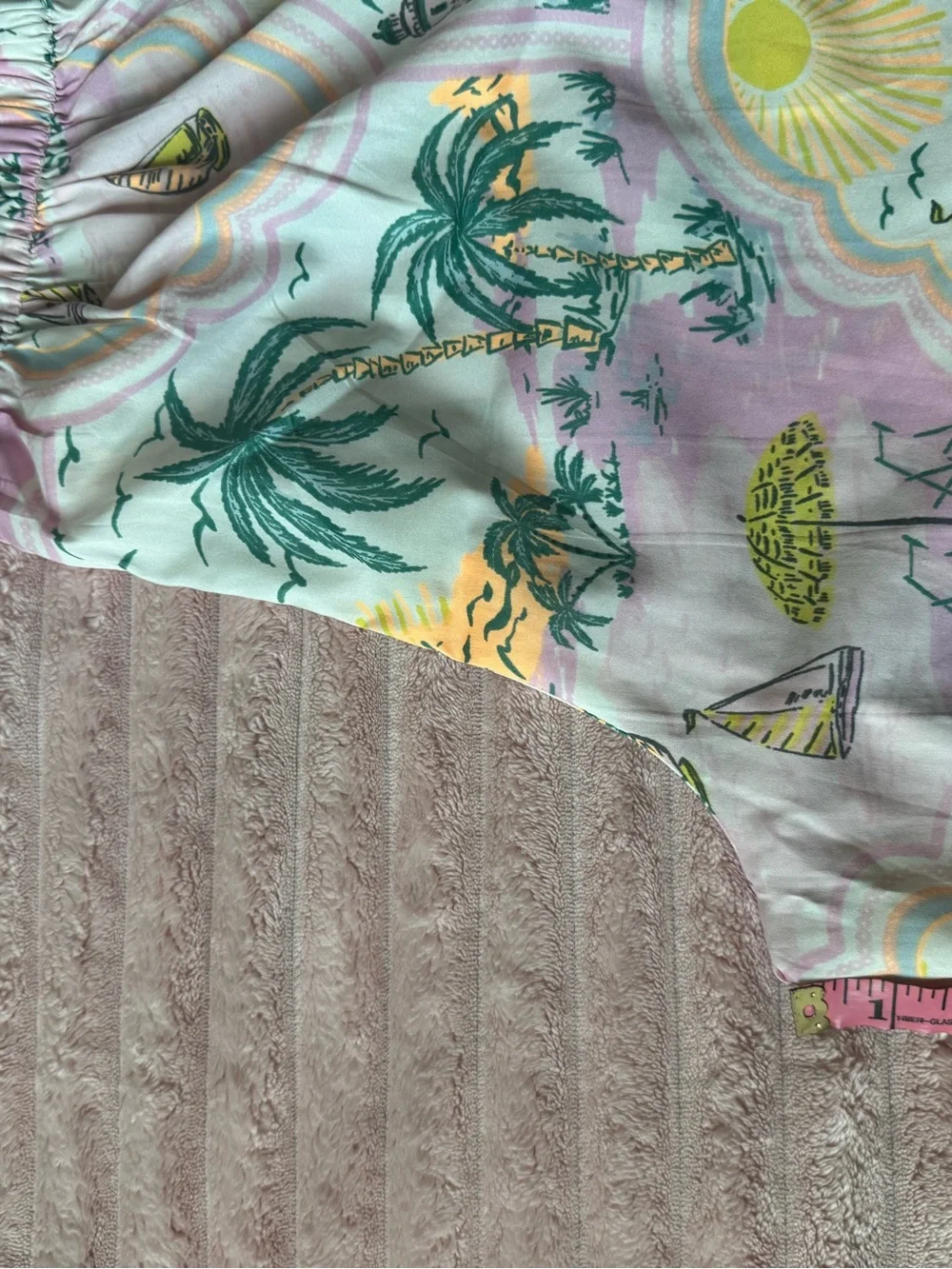 CYNTHIAROWLEY Pastel Tropical Sleepwear Pajama Shorts & Button-Up Top Lounge Set
